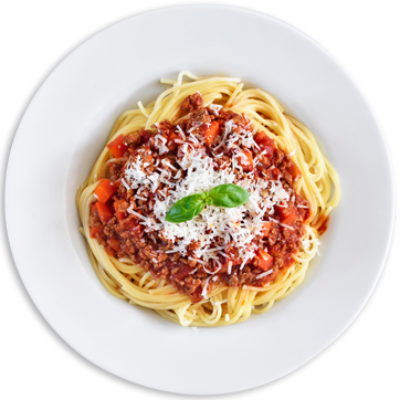 Plate of spaghetti with meat sauce