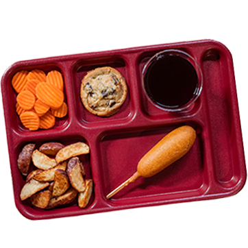 Tray with various food items 