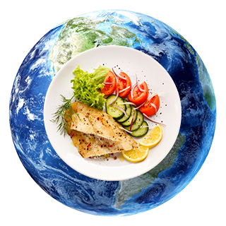 world with food plate