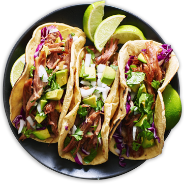 Plate with three tacos